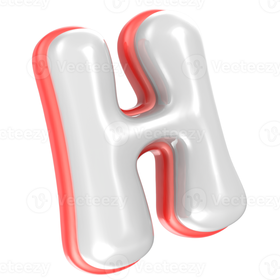 H Font Red And White 3D Rendering png