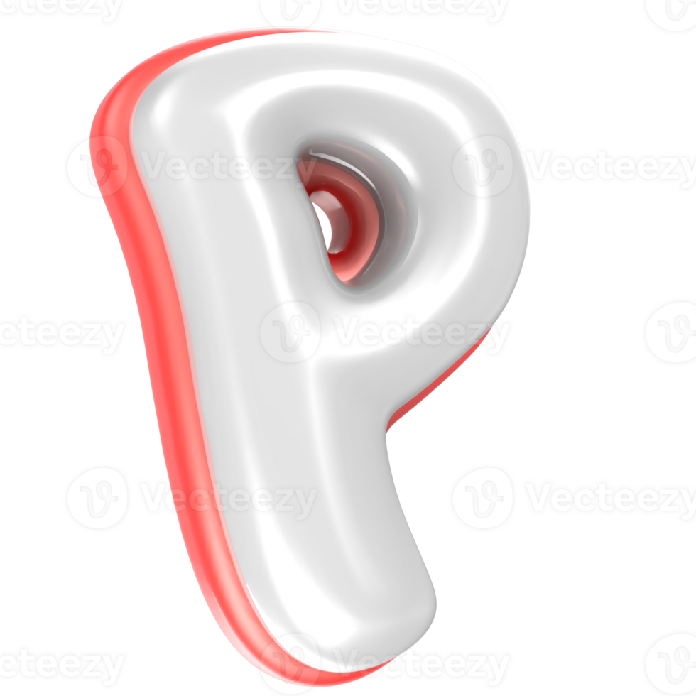 P Font Red And White 3D Rendering png