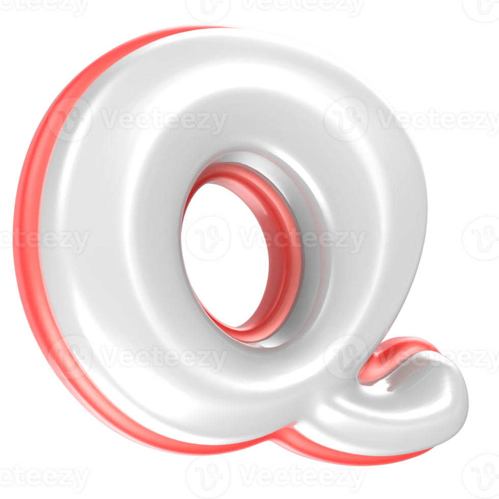 Q Font Red And White 3D Rendering png