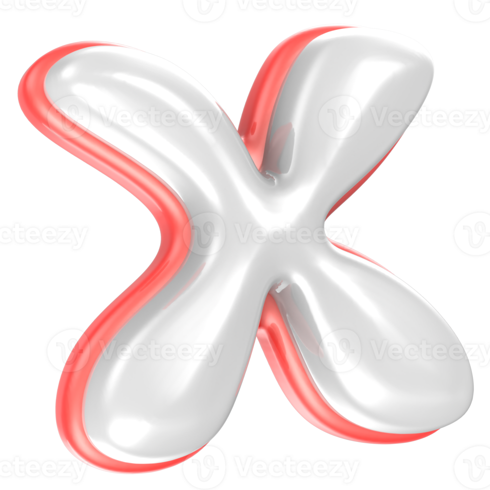 X Font Red And White 3D Rendering png