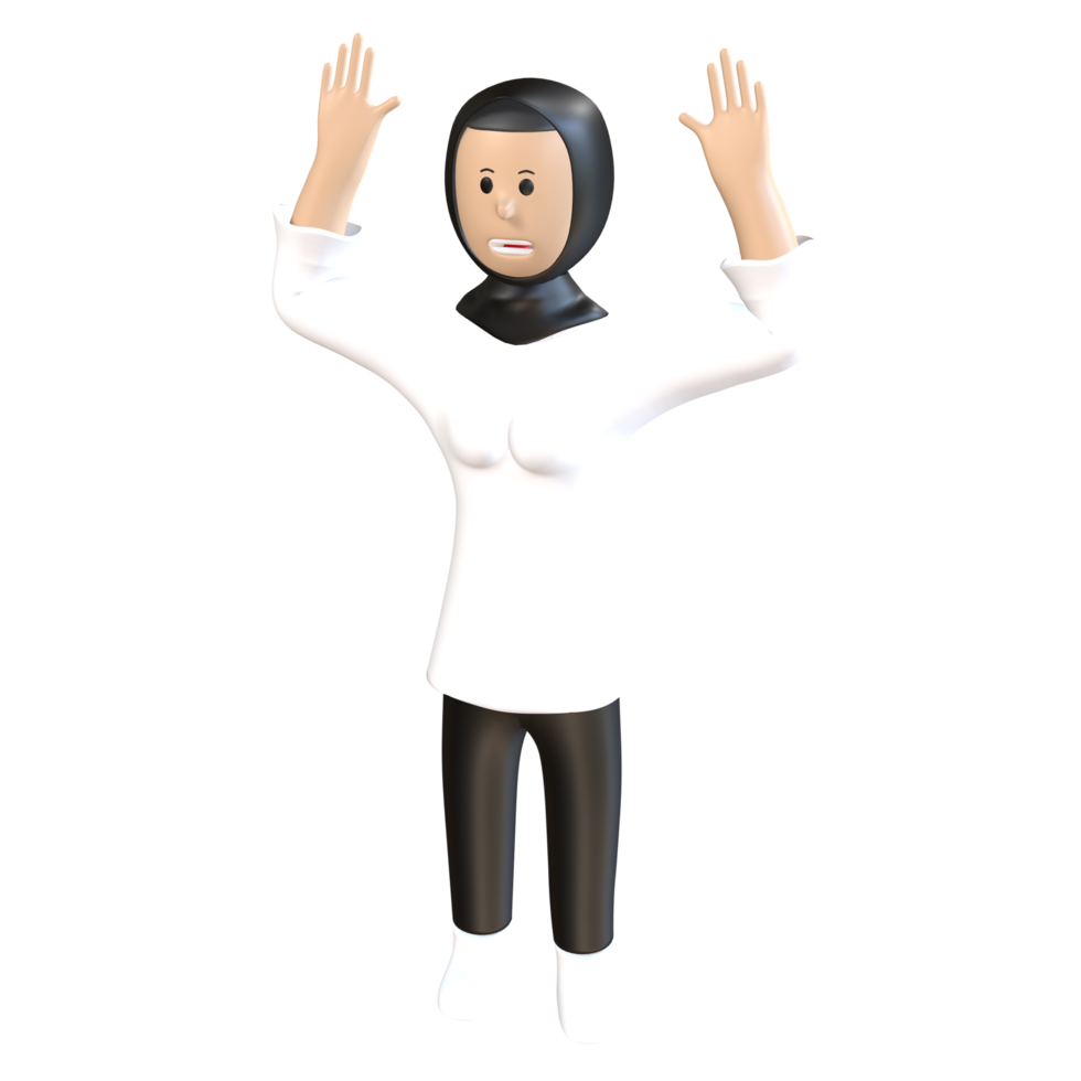 3D Character Raise Hand png