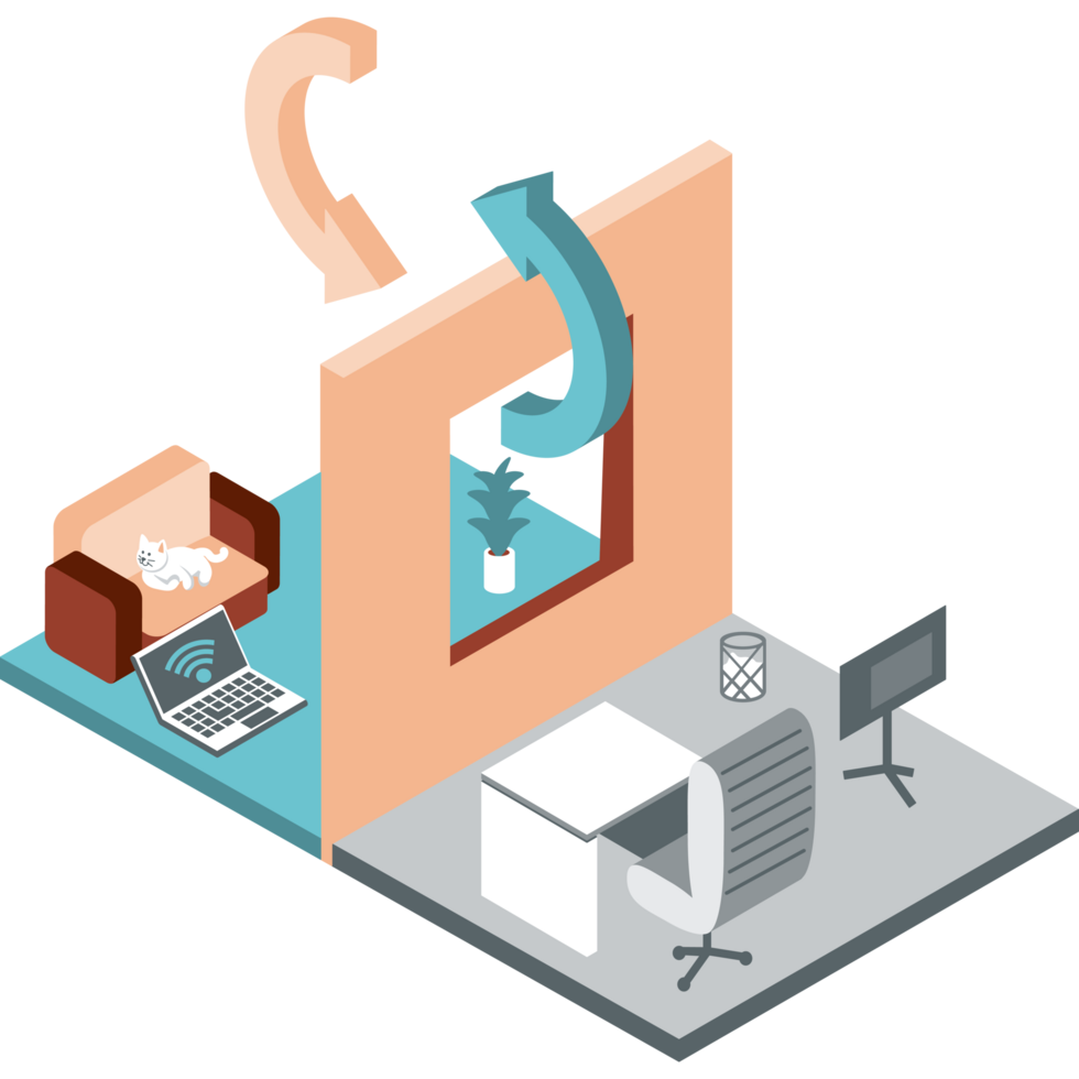 hybrid work between office and home png