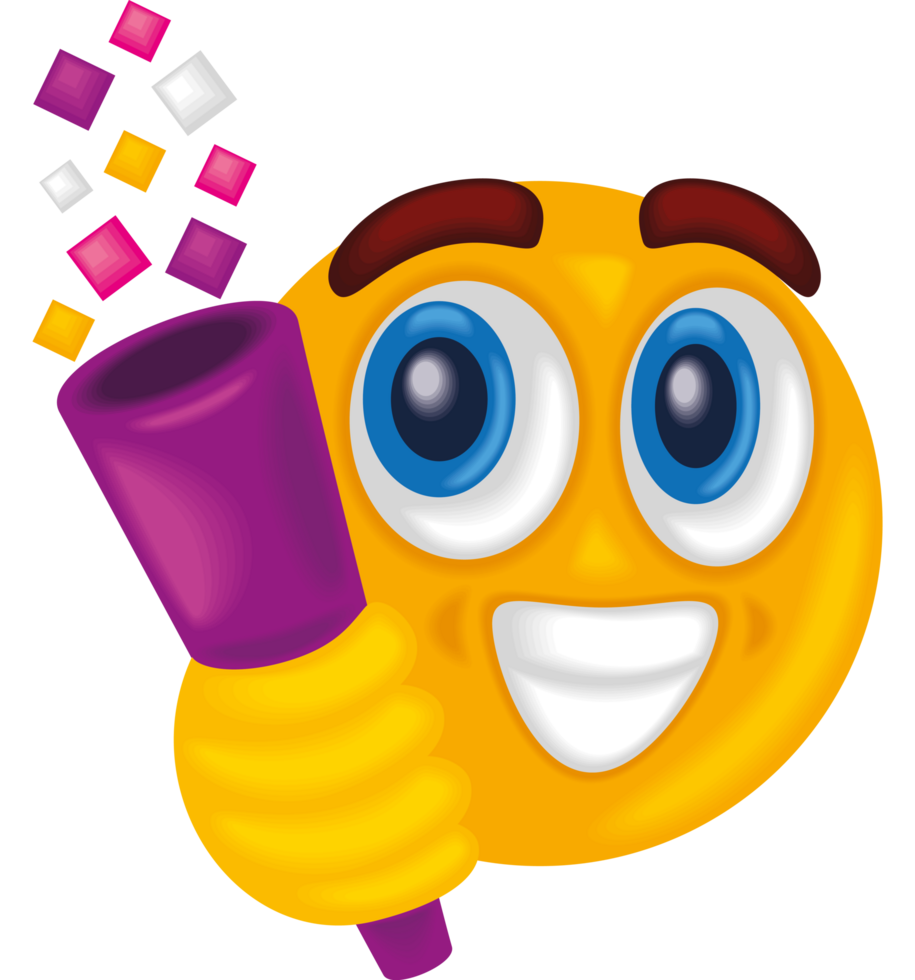birthday emoji with confetti png