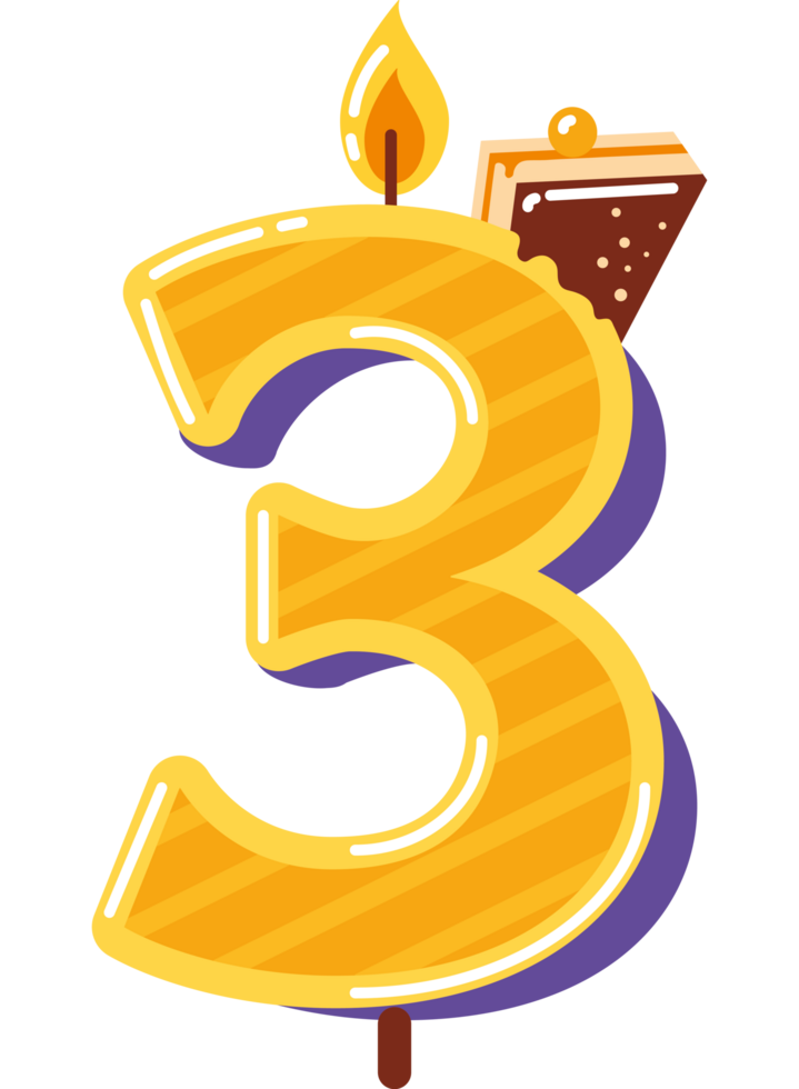 birthday candle number three png