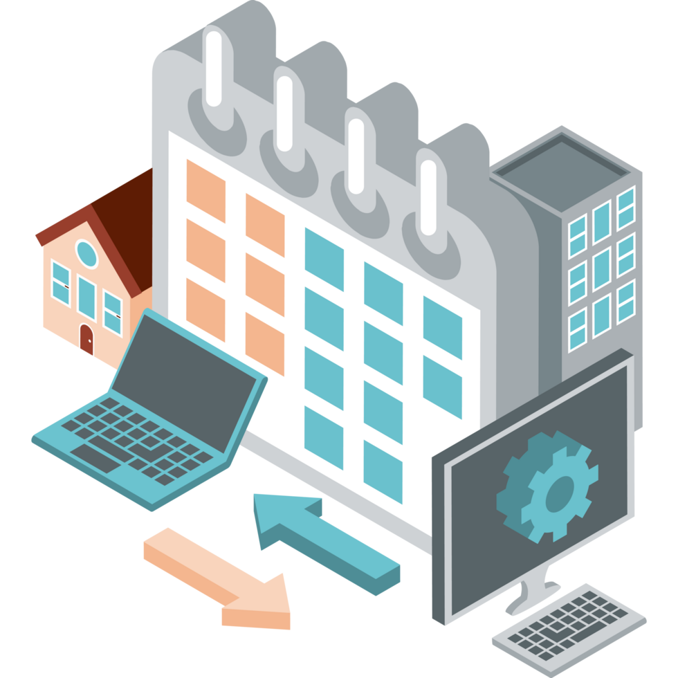 hybrid work between office and home png