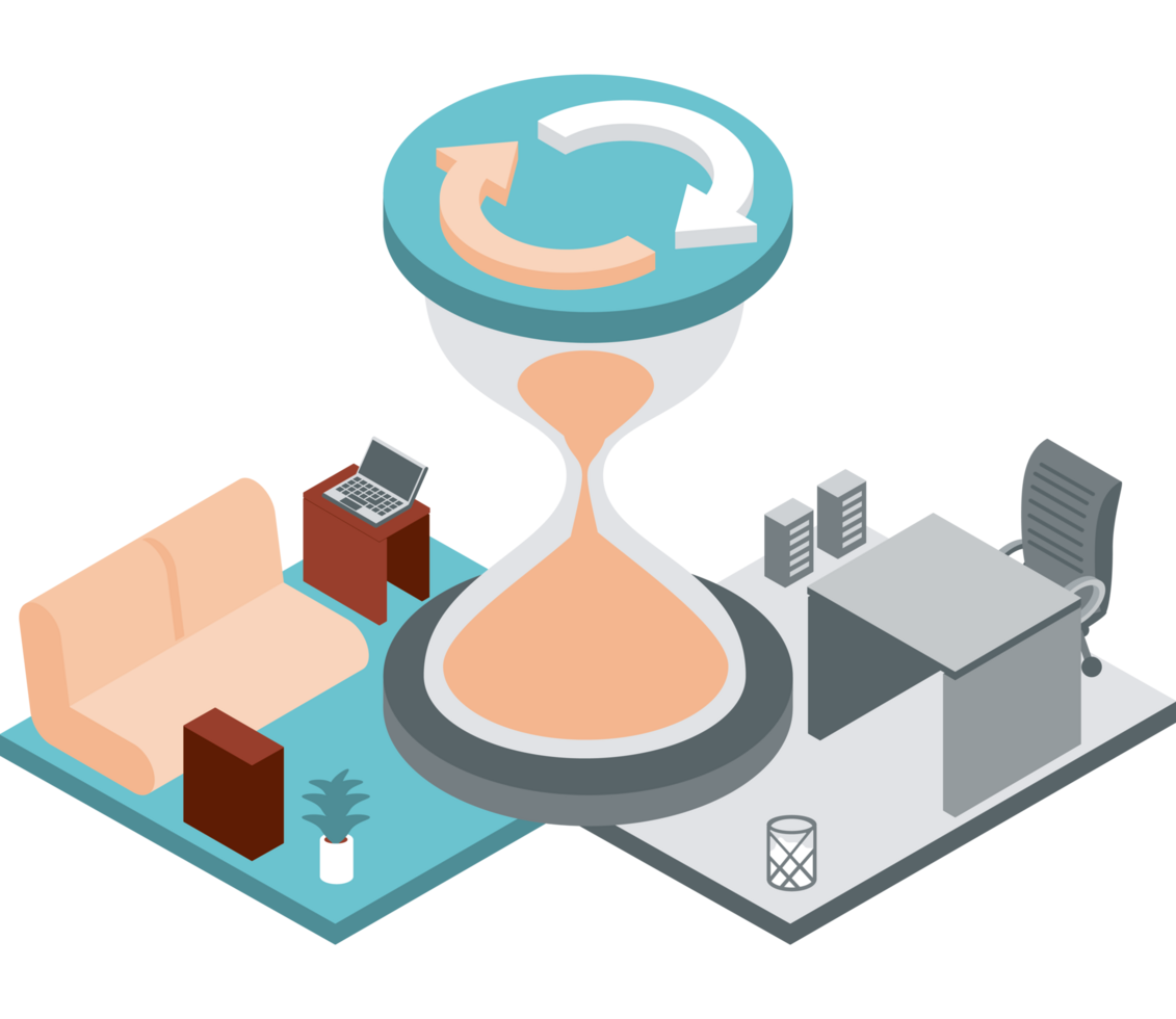 hybrid working remotely flexible time png
