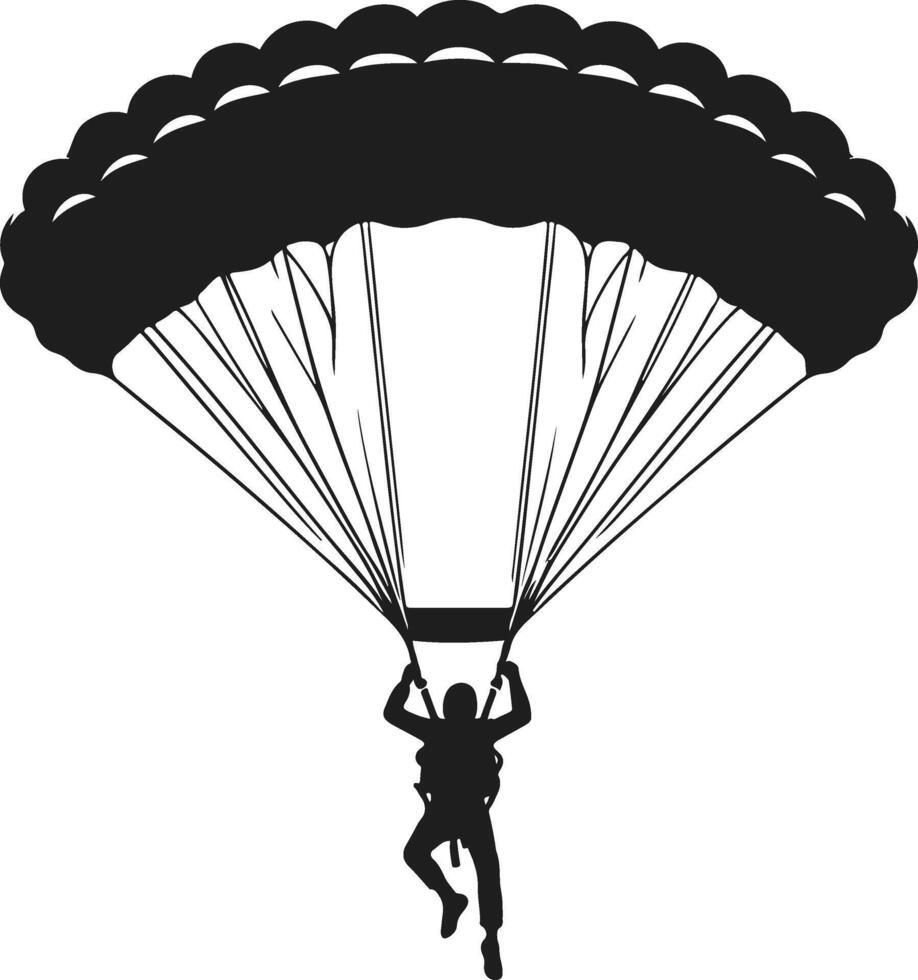 Parachute Skydiving Silhouette Art On Solid White Background vector