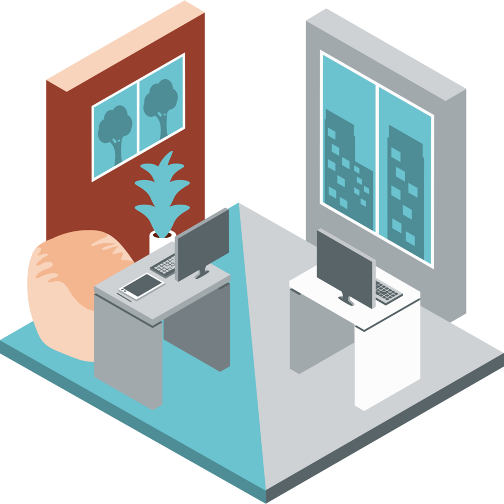 hybrid work at home or office with computer png