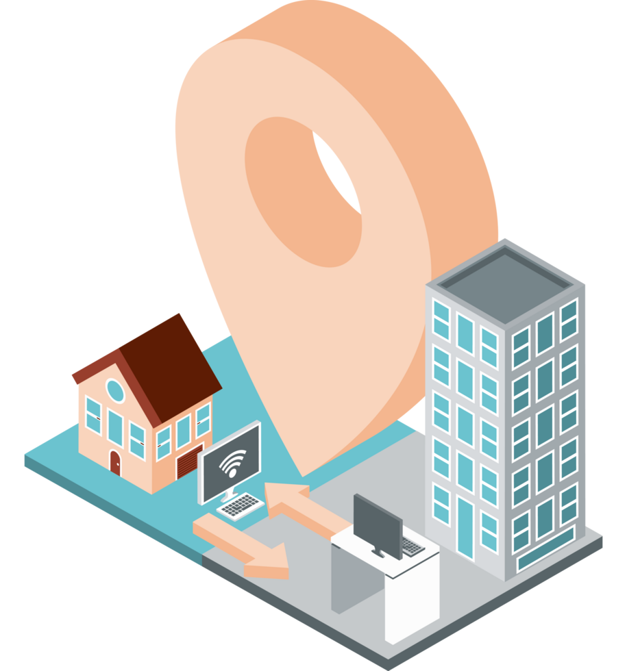hybrid work location between office and home png