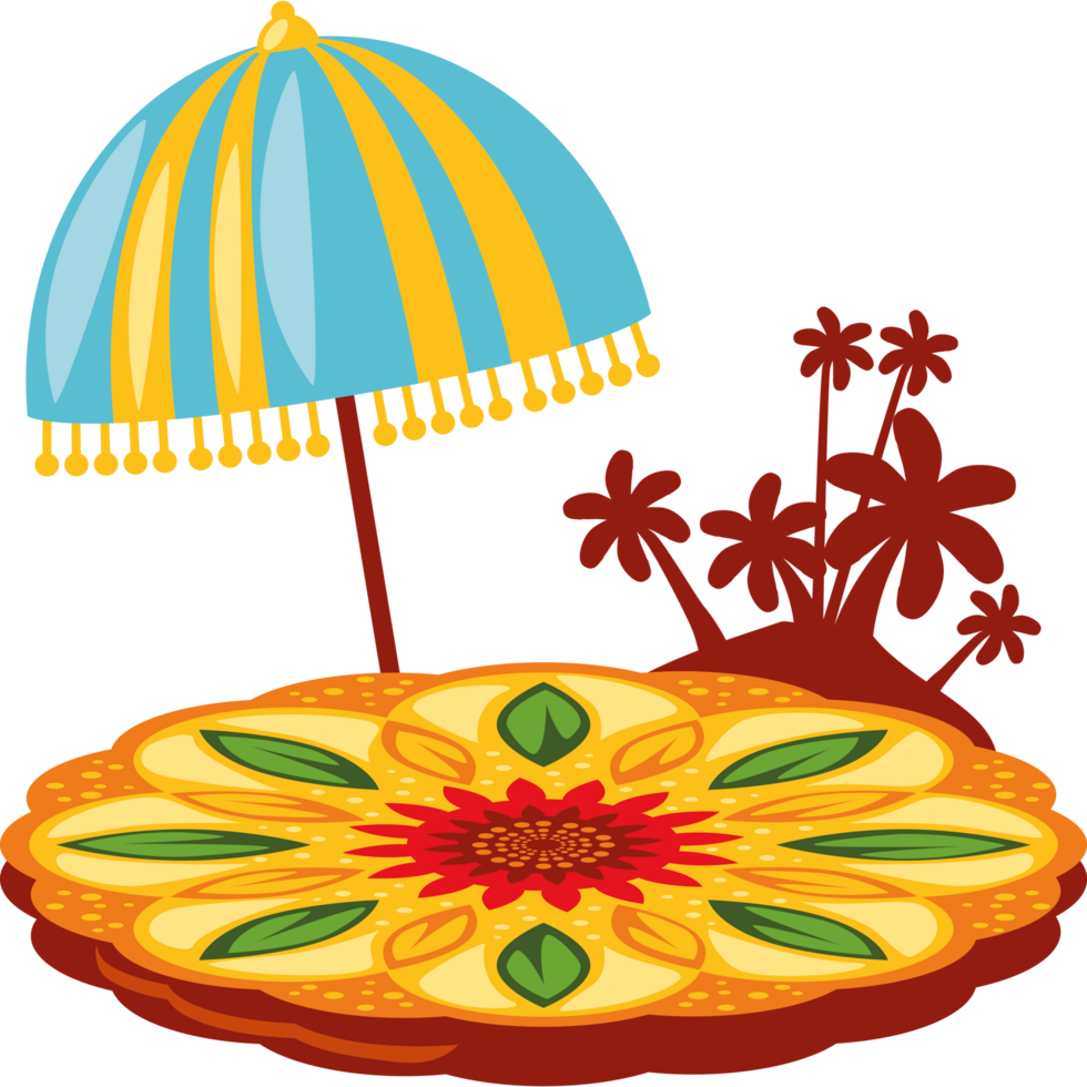 umbrella on rangoli arrangement png