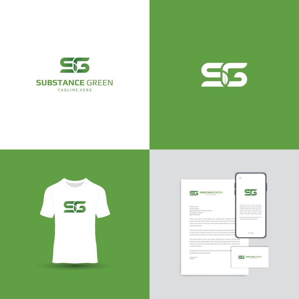 SG Letter with Leaf logo. It combines the letters 'S' and 'G' with leaf illustrations and is Suitable for professional businesses or organizations. vector