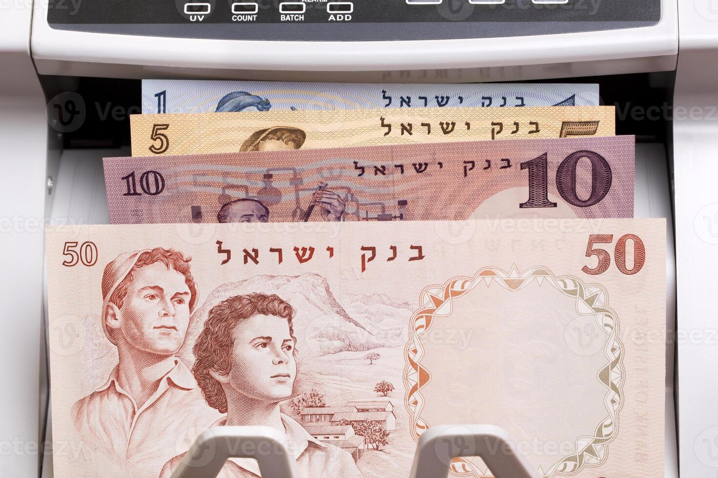 Israeli pound in the counting machine photo