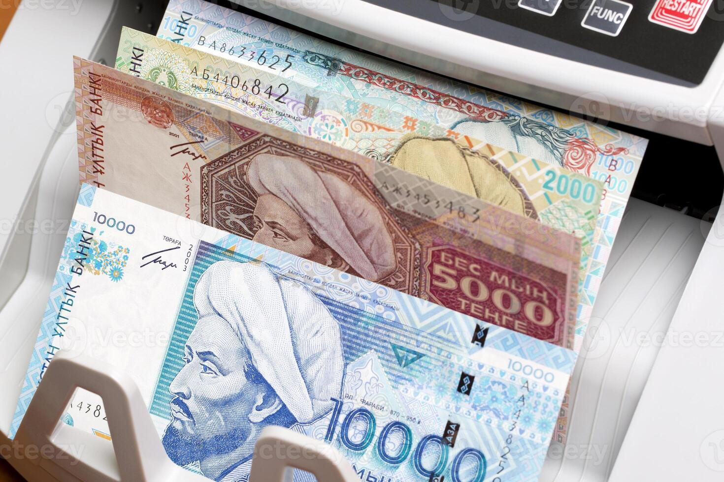 Kazakhstani tenge in the counting machine photo