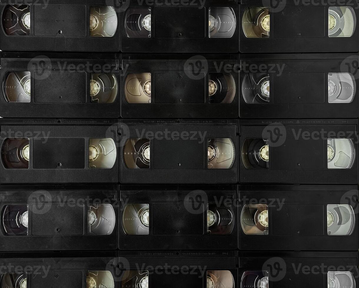 Retro vhs tapes collection. nostalgic media nostalgia and vintage entertainment photo