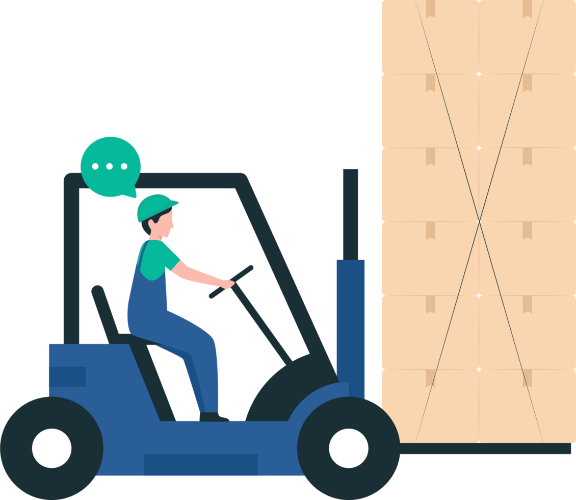 Warehouse Loader Stacking Boxes, Efficient Warehouse Operations, Boxes Loading. illustration png