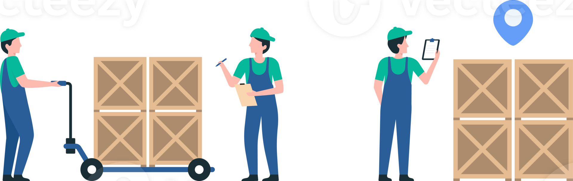 Warehouse Personnel Handling Inventory Systematically. Transparent Background, image. Illustration png