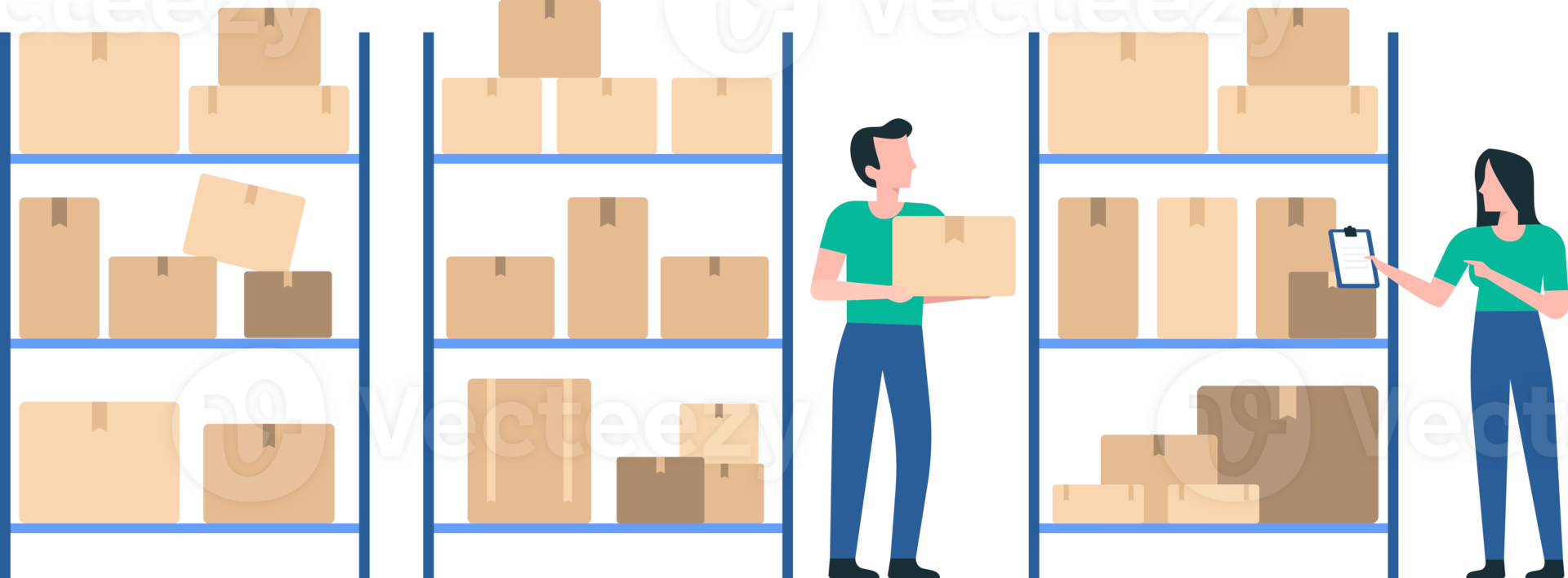 Efficient Warehouse Operations and Inventory Management. Transparent Background, image. Illustration png