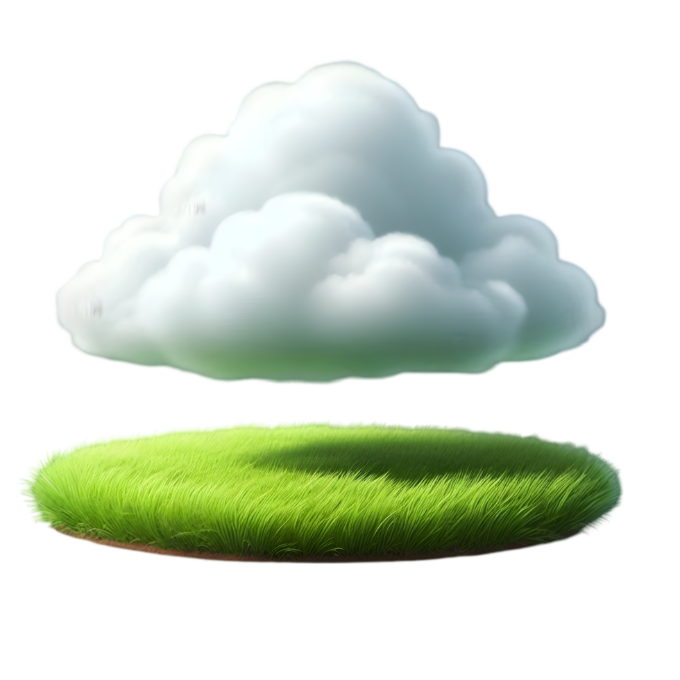 Cloud floating over grass isolated from background png