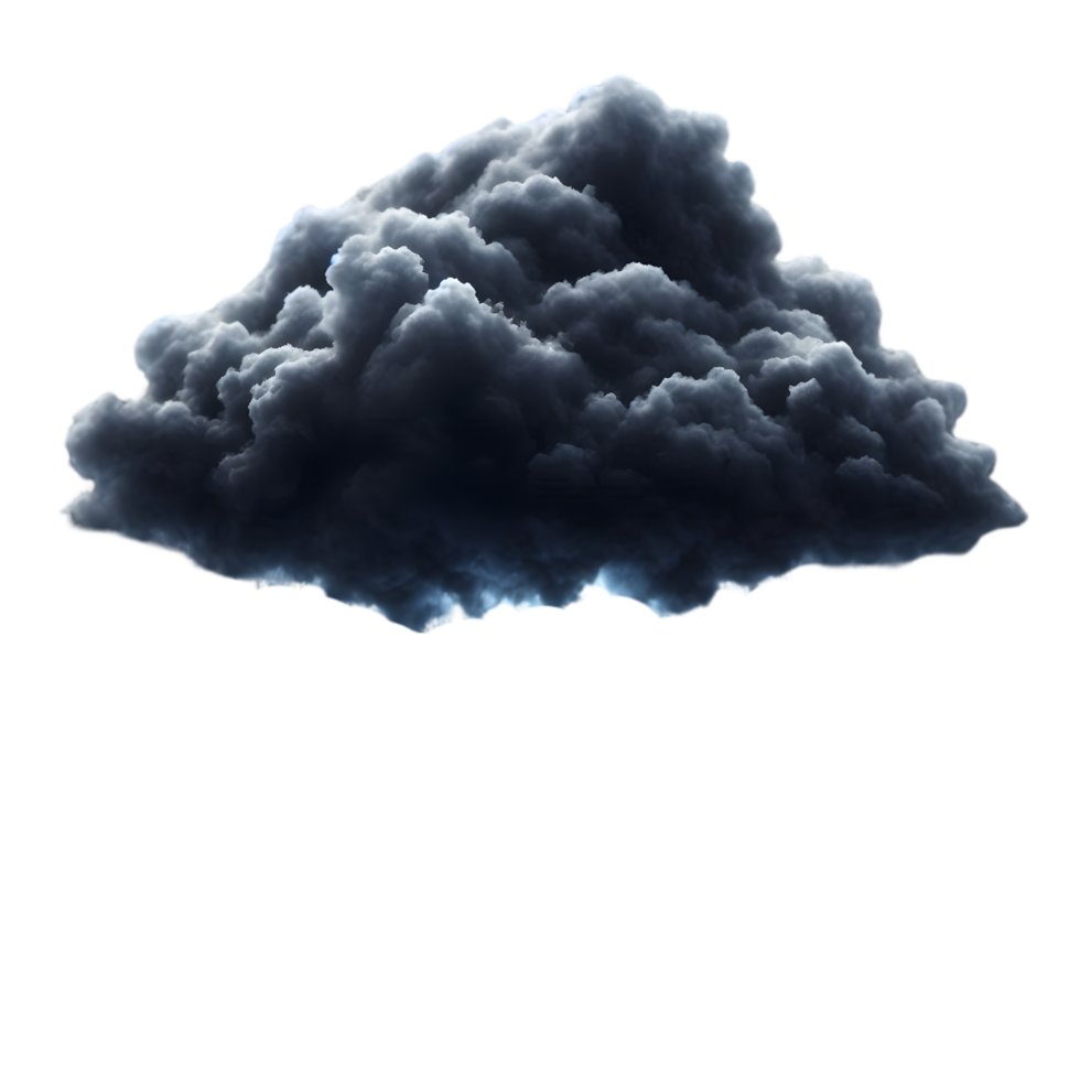 Black cloud with lightning and a lightning bolt isolated from background png