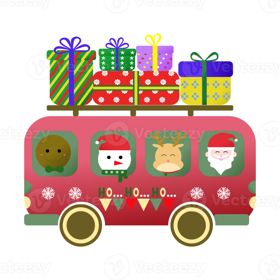 Christmas style gift box transport van. png