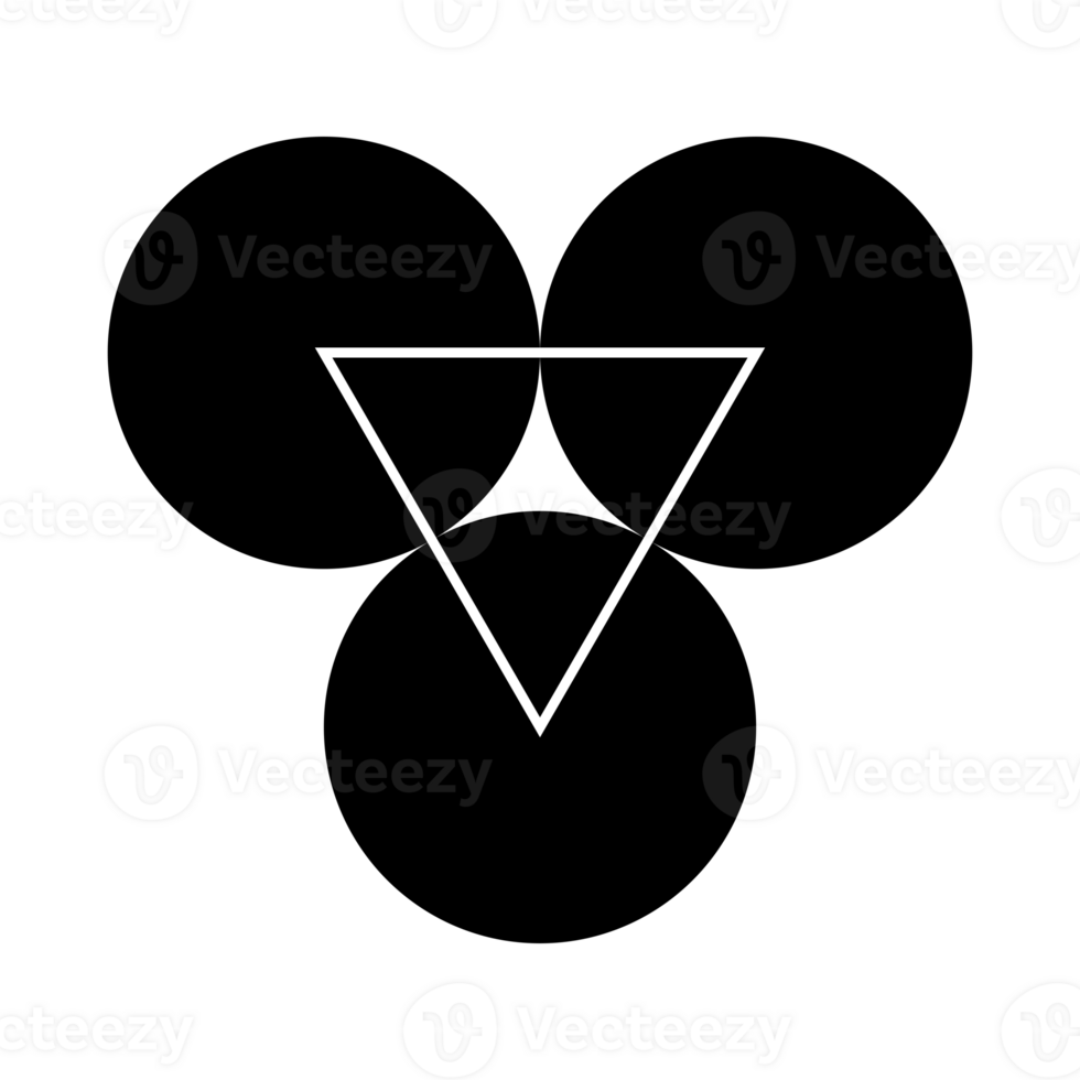 Triangle Shape in the 3 Circle Shape, can use for Logo Gram, Website, Ornate, Decoration or Graphic Design Element png