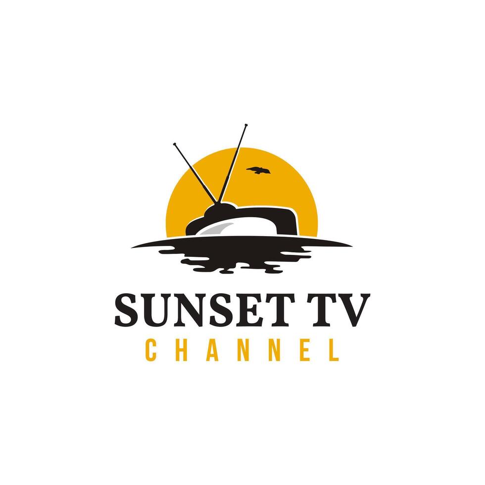 sunset tv channel logo vector