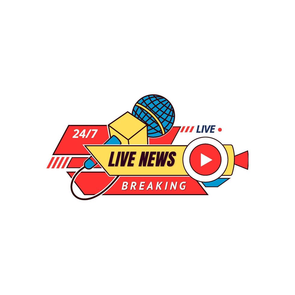 live news breaking logo design vector