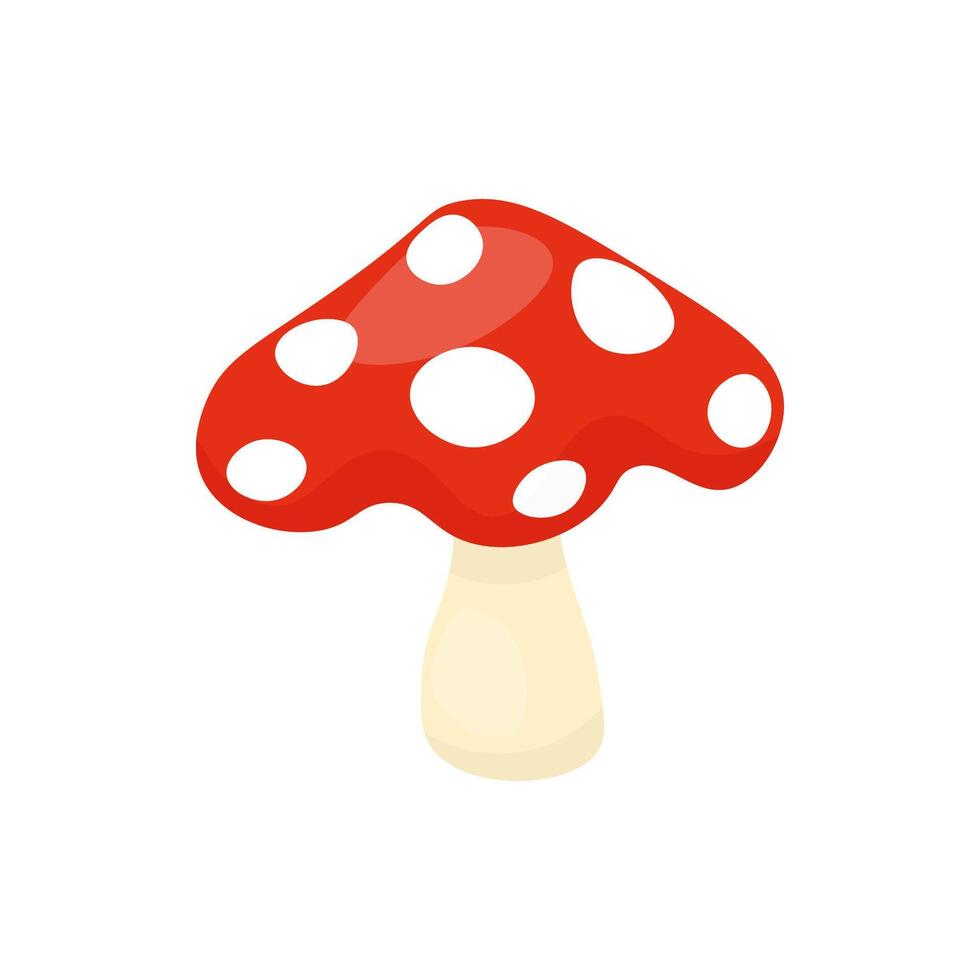 Cute cartoon fly agaric clipart in color. Graphic design illustration. Clipart isolated on white background. vector