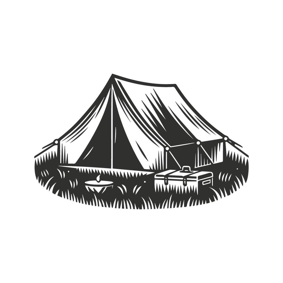 Silhouette tent illustration vector