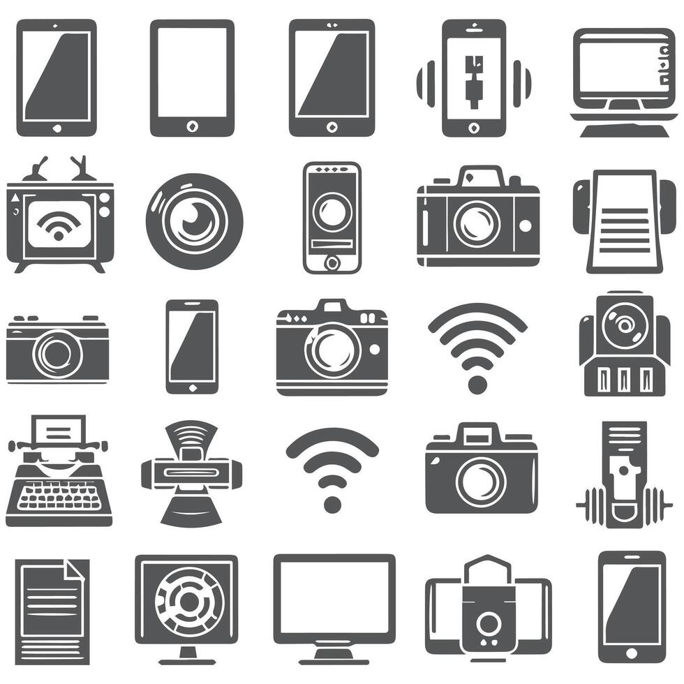 Collection of some electronic devices icons vector