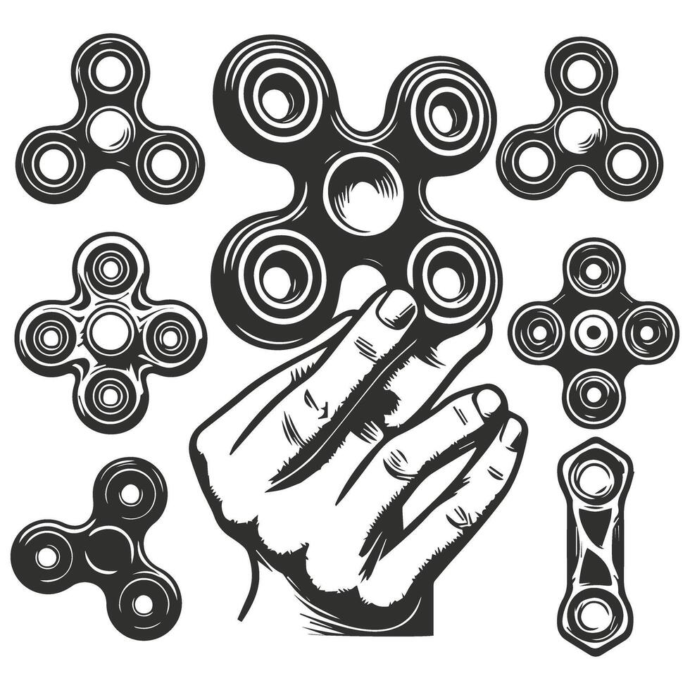 Silhouette Spinner Illustration. vector