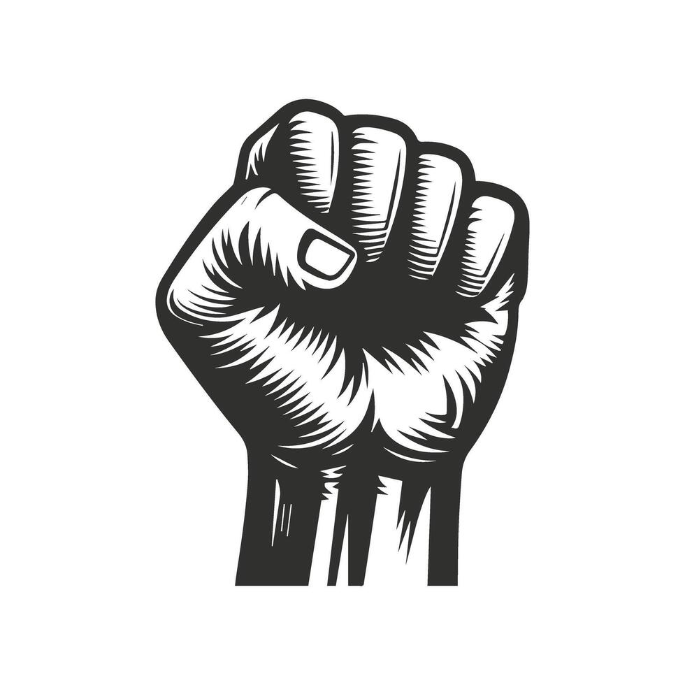Bold line art of a clenched fist. vector