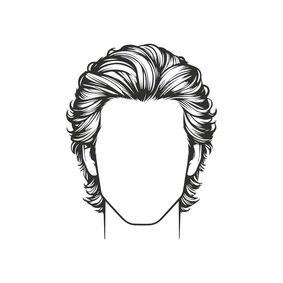 A man face with a long wavy hair. vector
