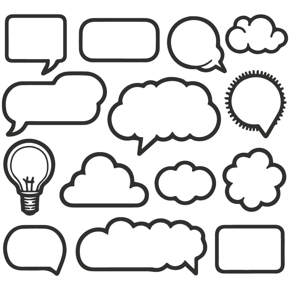 Speech bubbles and cloud icons set. vector