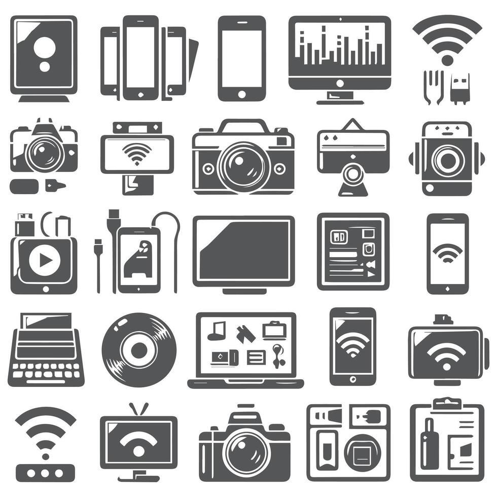 A collection of electronic devices icons vector