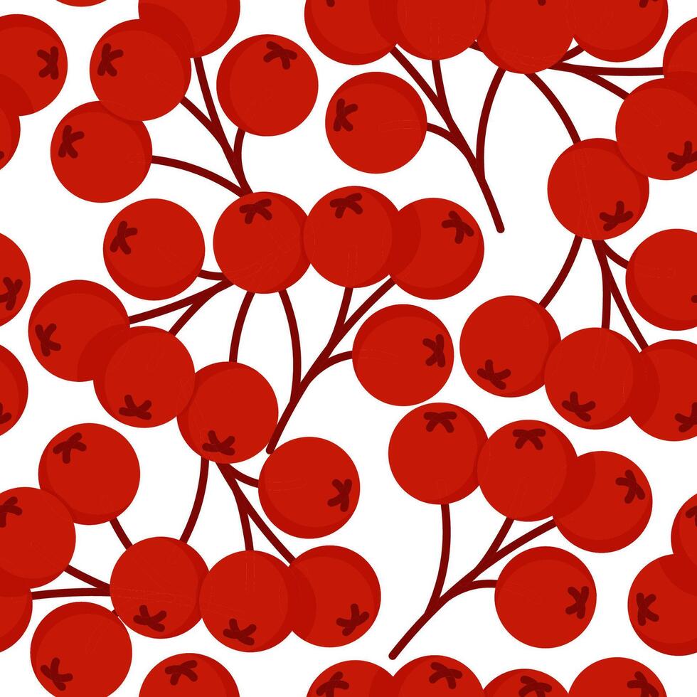 Seamless autumn pattern of branches with red berries vector