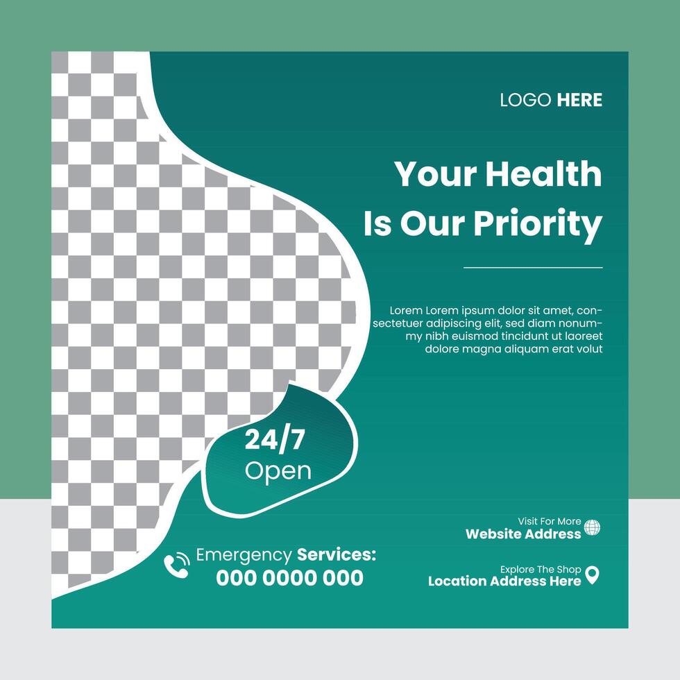 Modern Medical and Healthcare Social Media Post Design Template vector