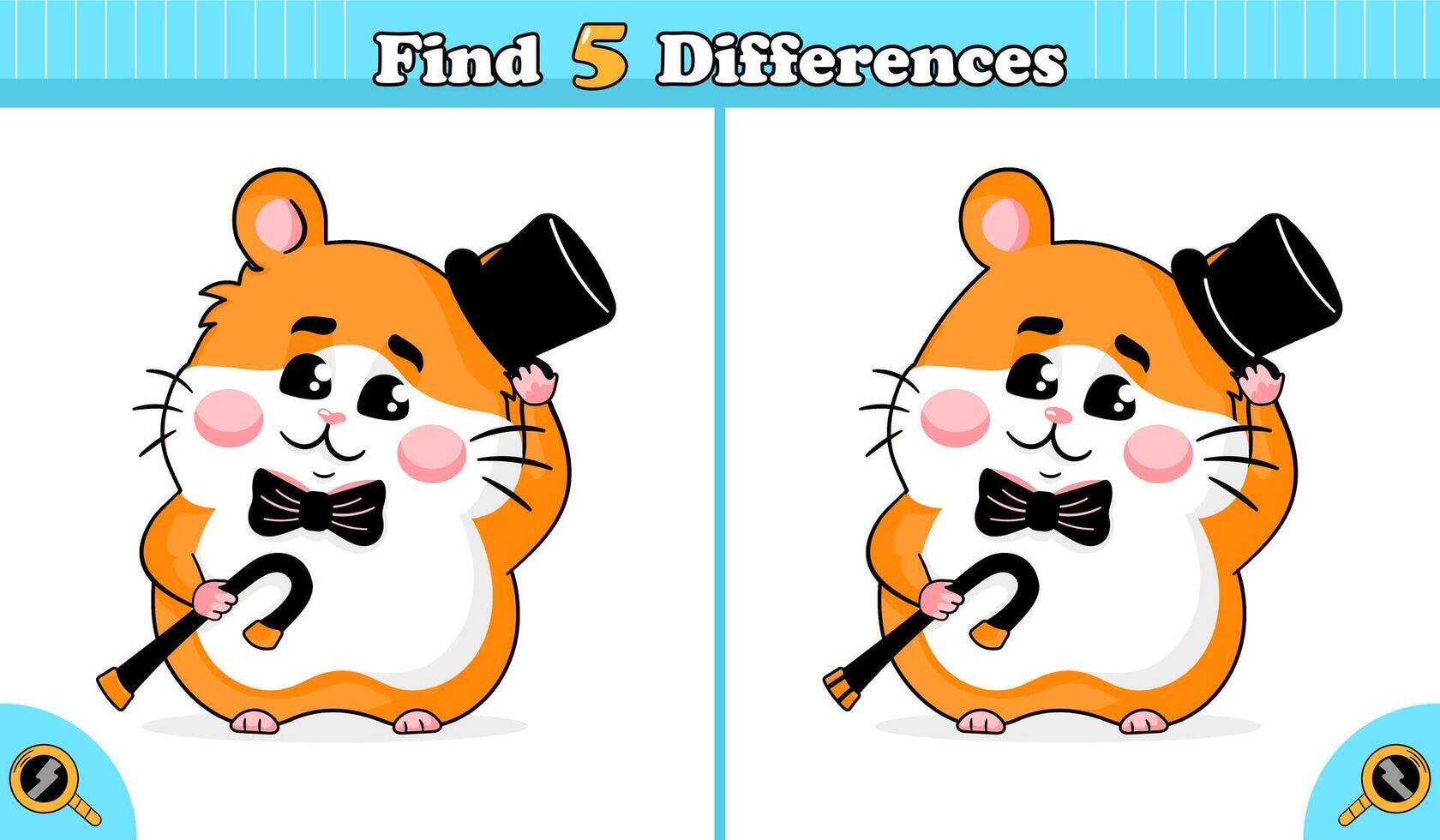 Spot the Differences Gentlemanly Hamster Greeting vector