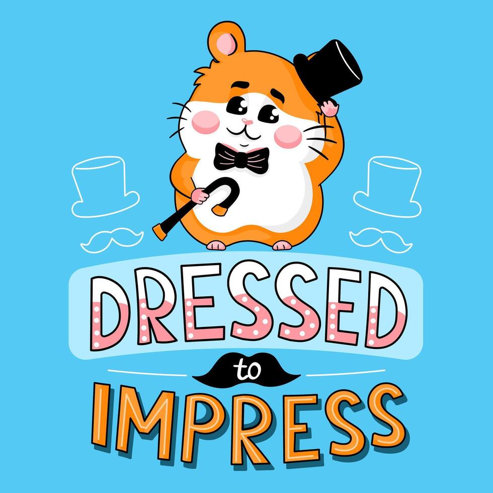 Printable greeting card with cute hamster character vector