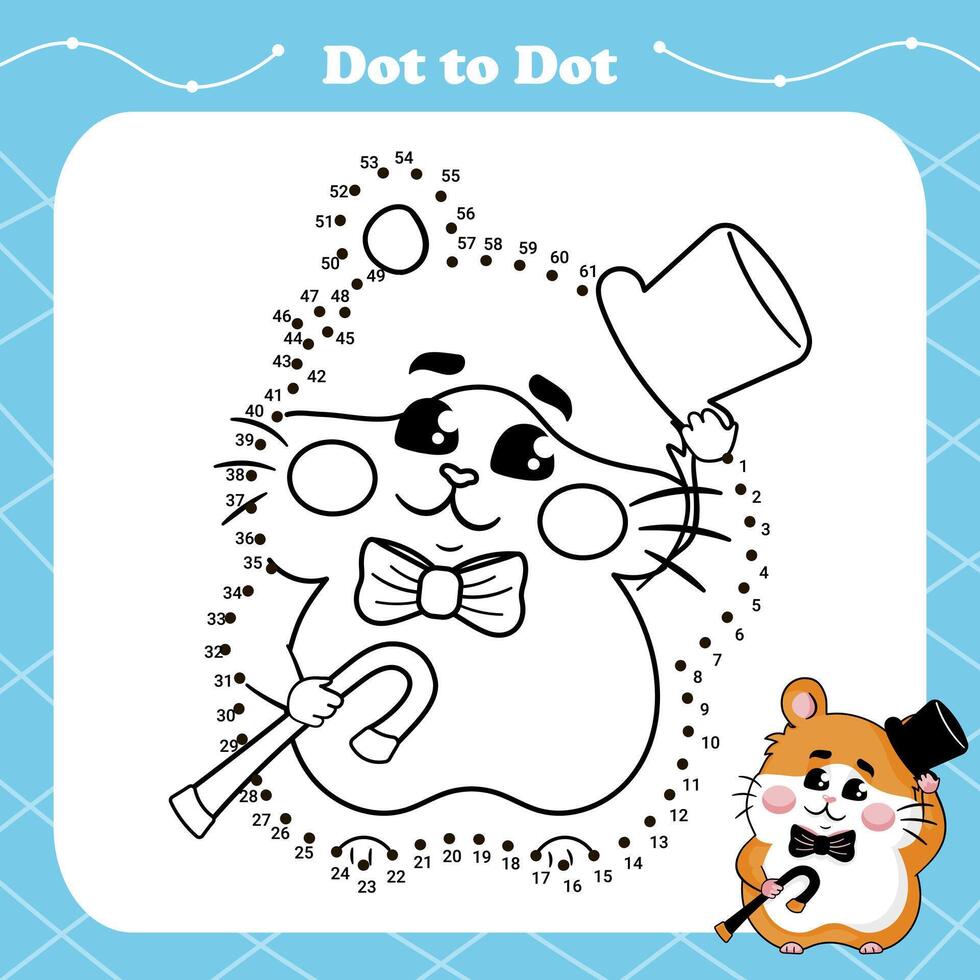 Playful Hamster Dot-to-Dot A Gentleman's Greeting vector