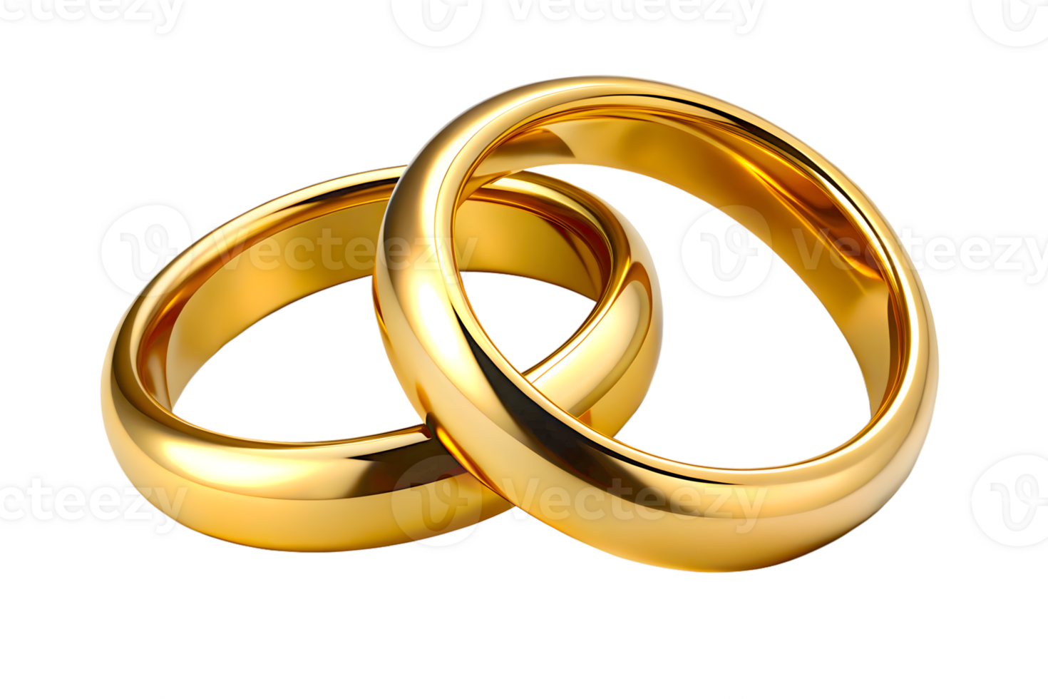 Two Smooth, Polished Golden Wedding Rings png