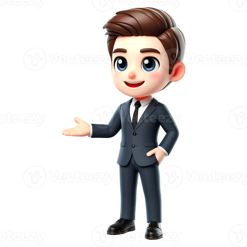 Cartoon businessman doing a presentation with smiling face png