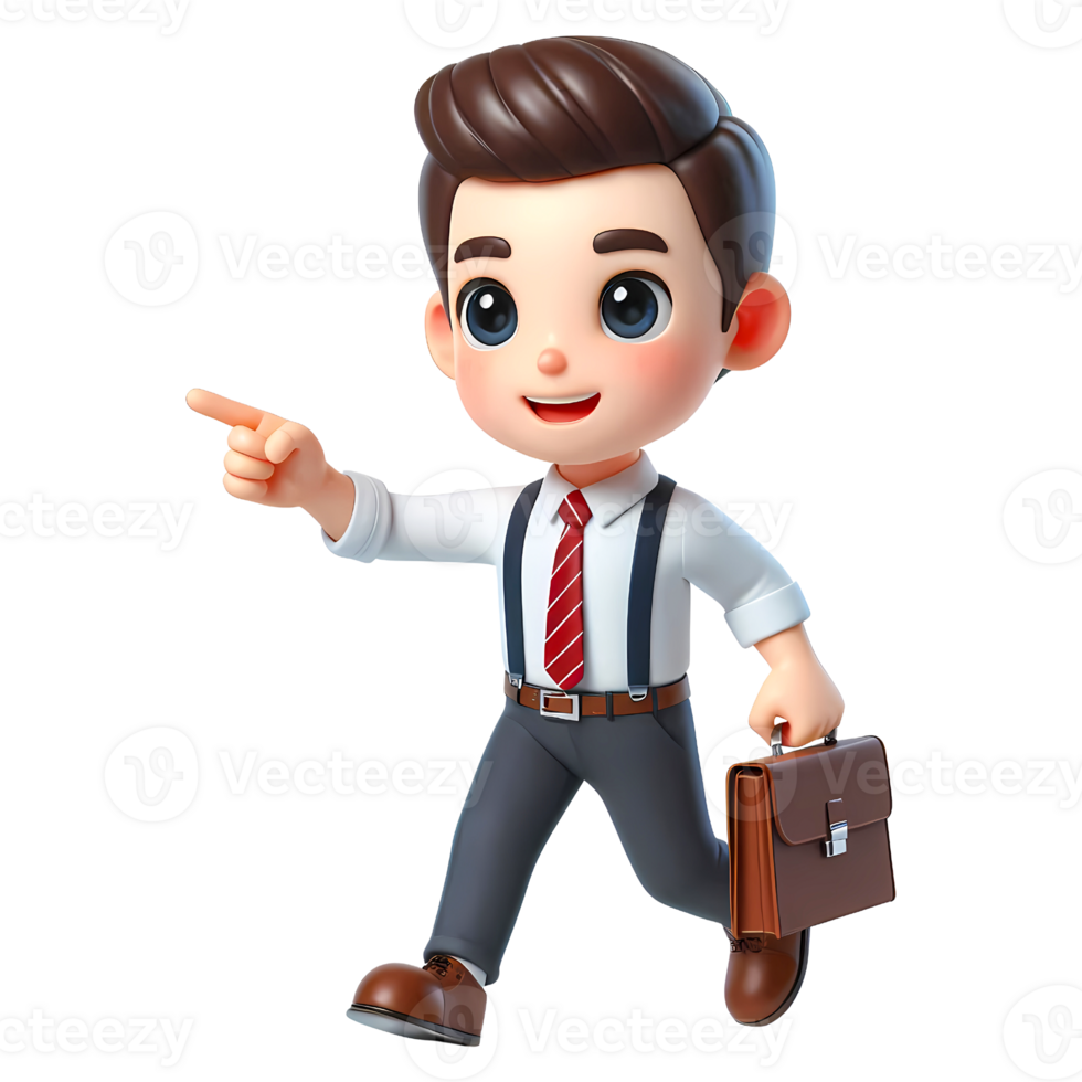Cartoon businessman point finger to indicate direction png