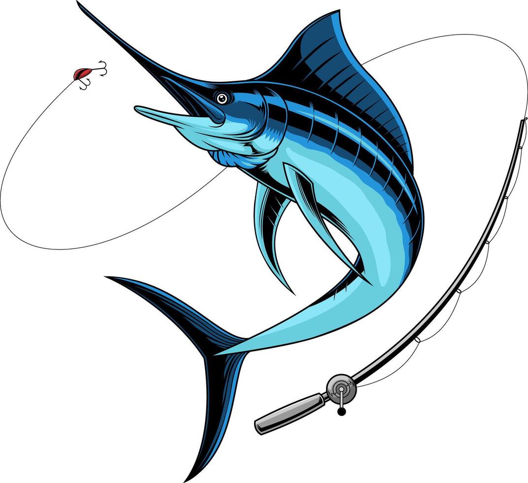 Blue Marlin Fish Fishing Graphic Logo Design vector