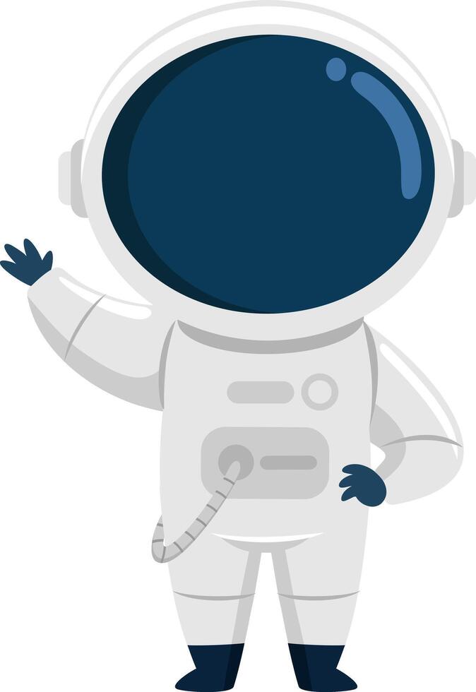 Cute Astronaut Cartoon Character Waving For Greeting vector