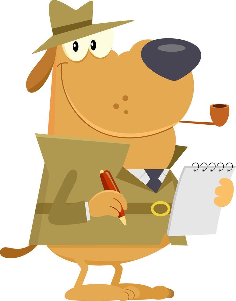 Detective Dog Cartoon Character Holding A Magnifying Glass And Showing Thumbs Up vector