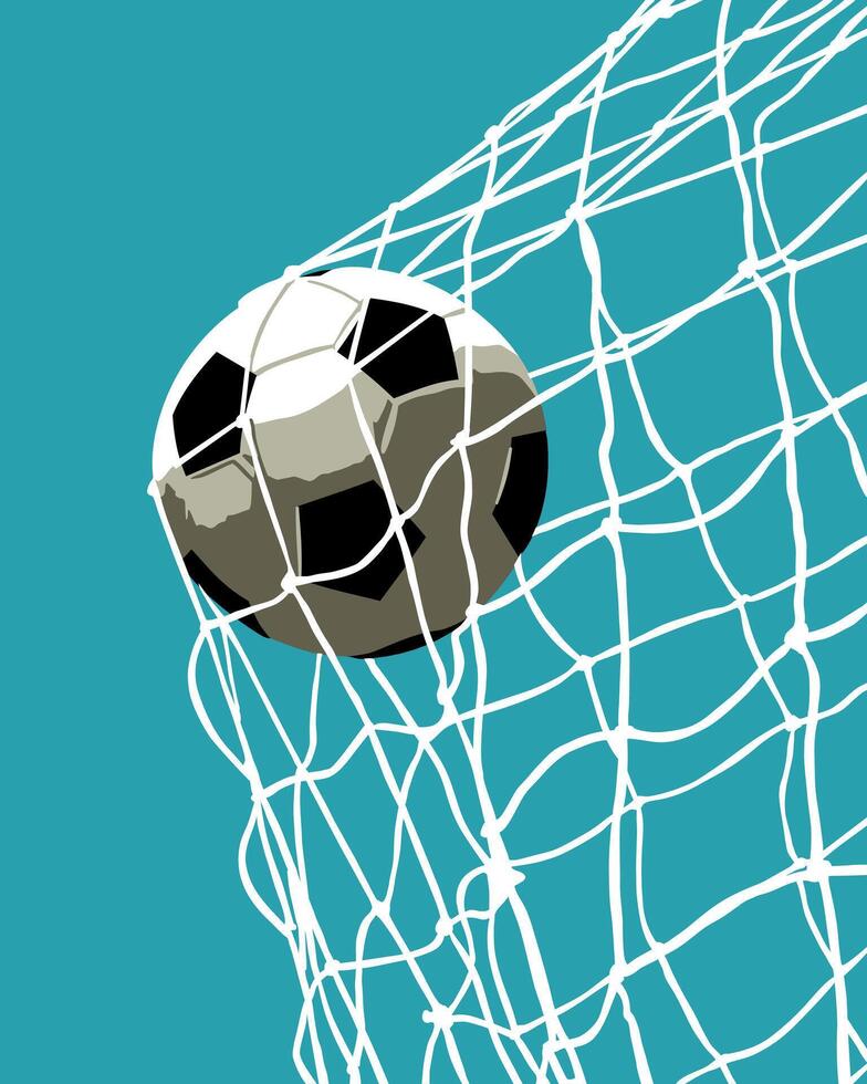 Hand drawn isolated football goal net and soccer ball vector