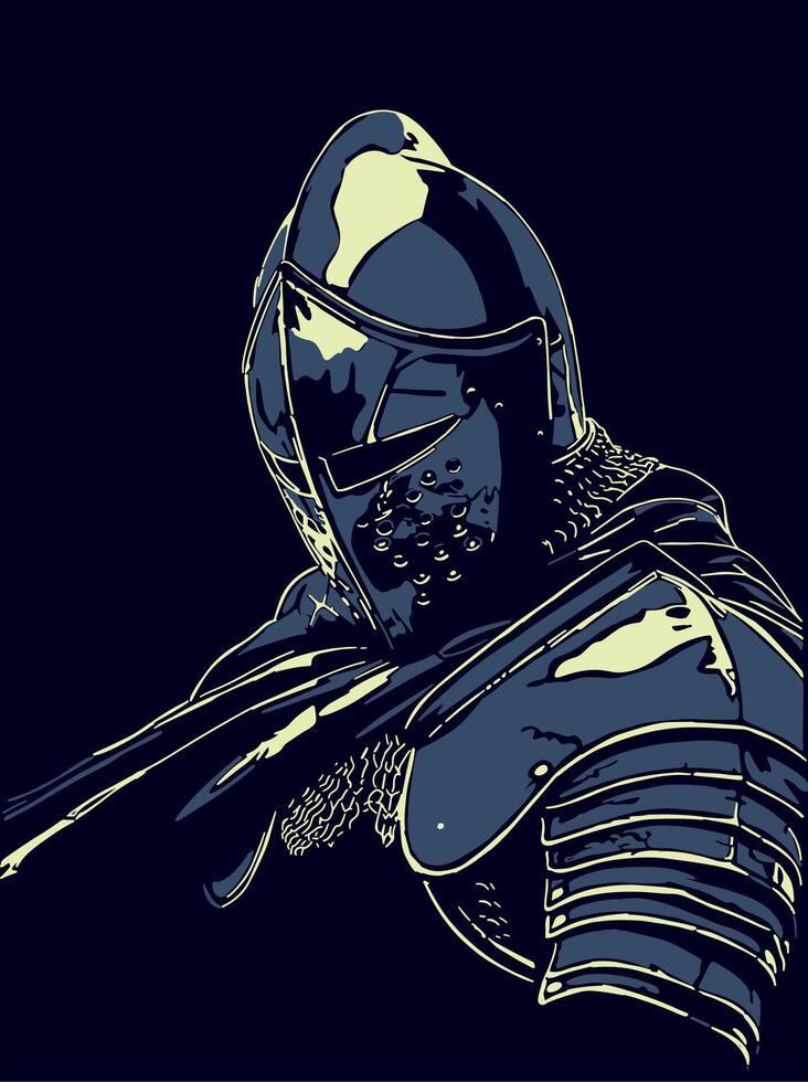 Isolated, hand drawn, high contrast templer knight. vector