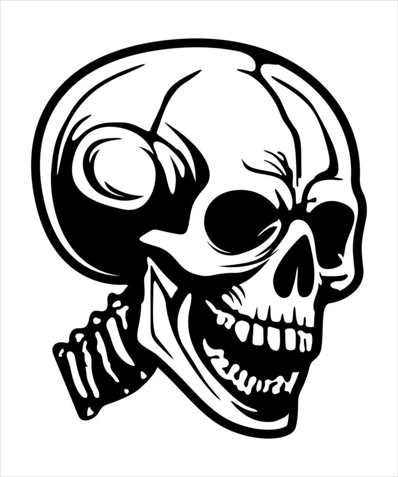 Human Skull Silhouette vectors. Skull in retro vintage style. Skull illustration. Halloween human skull vector
