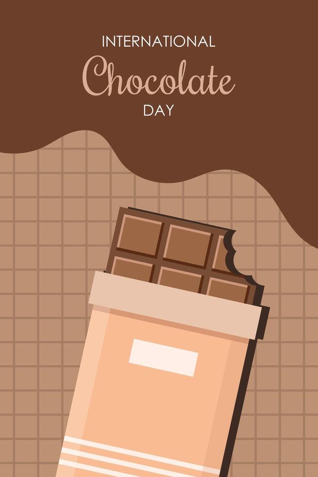 International Chocolate Day. Milk chocolate. Poster, banner, greeting card. illustration vector